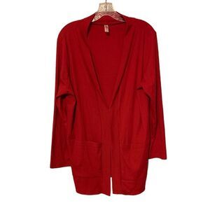 Rosio ribbed. red. woman’s. sweater.  pockets. Fall plus size 2X